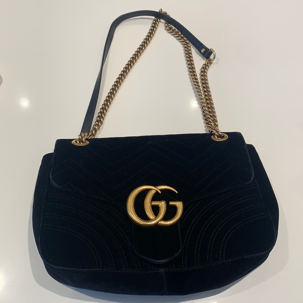 GUCCI MARMONT VELVET BLACK PURSE